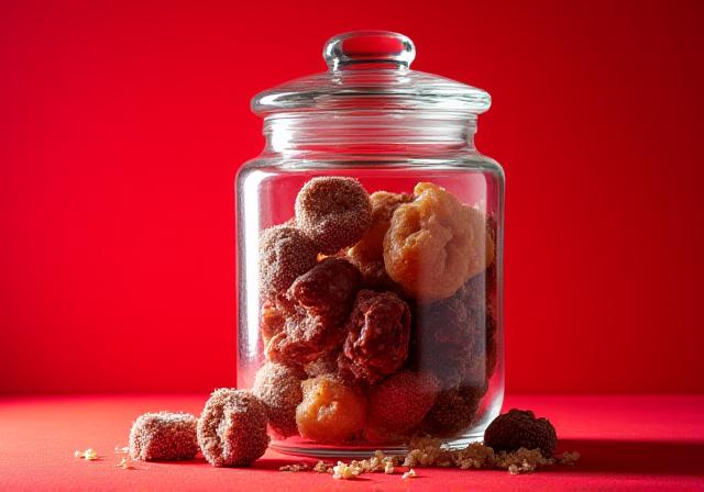 Artisanale snoepjes veilig opgeborgen in een decoratieve pot